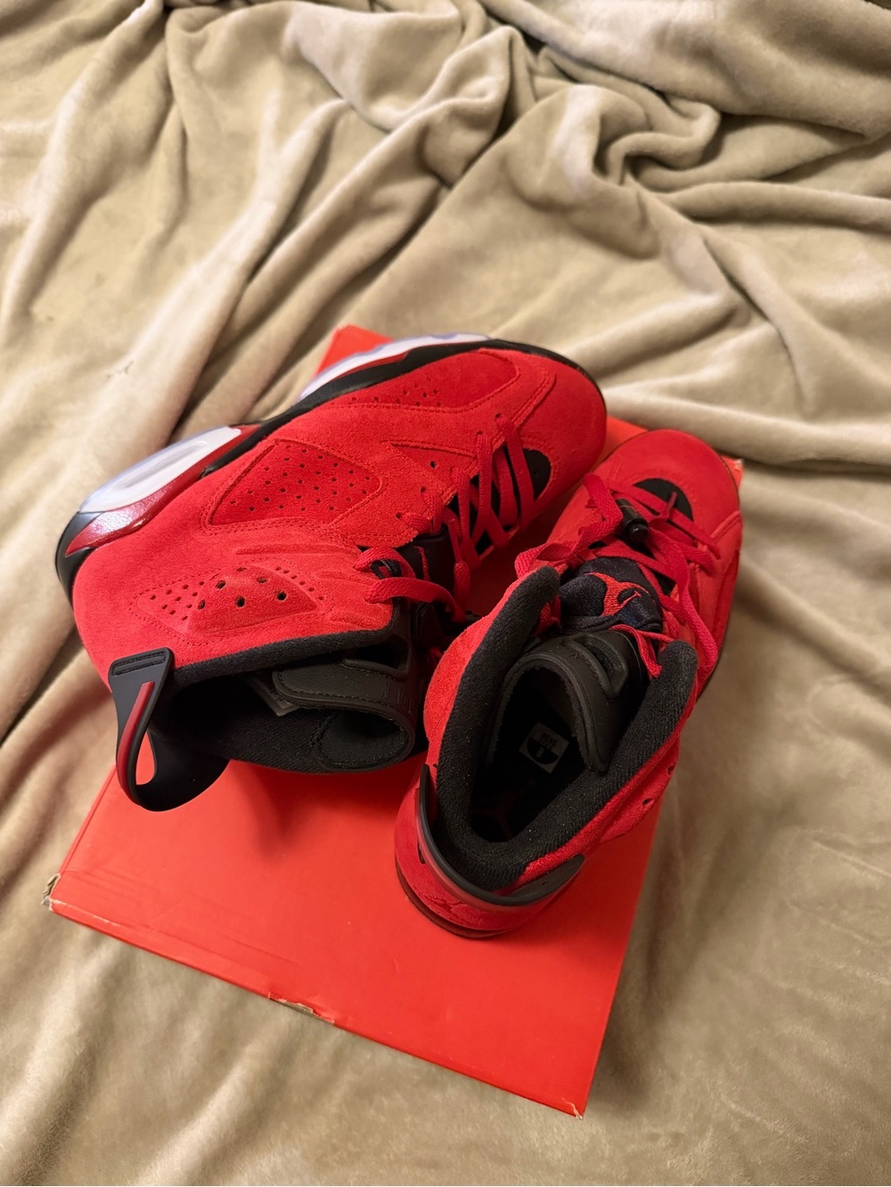 Jordan Red Suede Men's Basketball Sneakers with Black Accents